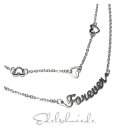 Collier Edelstahl 2reihig einfarbig Schriftzug Forever Herz Halskette Kette 45-50cm