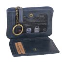 Blaue Leder Schlüsseltasche mit Kartenfächern...