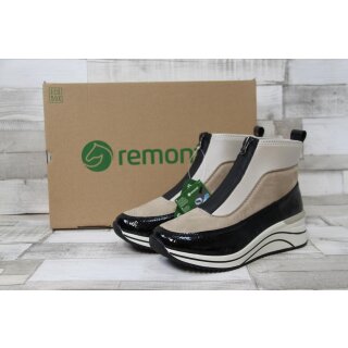 Remonte Damen Kurzstiefelette beige-schwarz mit Reißverschluss vorne