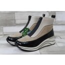 Remonte Damen Kurzstiefelette beige-schwarz mit Reißverschluss vorne