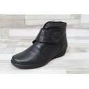 Gemini Damen Kurzstiefelette schwarz mit Klettverschluss und Blattapplikation