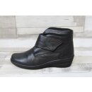 Gemini Damen Kurzstiefelette schwarz mit Klettverschluss und Blattapplikation