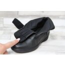 Gemini Damen Kurzstiefelette schwarz mit Klettverschluss und Blattapplikation