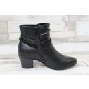 Jana Damen Kurzstiefelette schwarz mit Fesselbändchen und kleiner Zierschnalle , 4 cm Absatzhöhe
