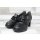 Jana Damen Hochfront-Pumps schwarz mit grober Zierkette und 6,5 cm Blockabsatz