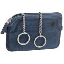 GlücksNugget Schlüsseltasche mit XXL-Öffnung und 2 Schlüsselringen aus Leder, blau + vergoldeter Glückscent