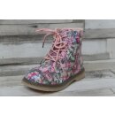 slobby gefütterte Mädchen Stiefelette rosa-bunt mit Schriftzug, Schnürung und Reißverschluss