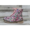 slobby gefütterte Mädchen Stiefelette rosa-bunt mit Schriftzug, Schnürung und Reißverschluss