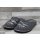 scandi leicht gefütterter Damen Pantoffel grau mit Schriftzug und rutschhemmender Sohle