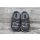 scandi leicht gefütterter Damen Pantoffel grau mit Schriftzug und rutschhemmender Sohle