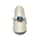 Ring 925 Silber bicolor Aquamarin oval facettiert matt Solitärring #50