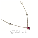 Solitär Anhänger 585/- Weißgold Rubin rund facettiert + Brillanten 0,13ct G/si Kettenanhänger inklusive Kette 42 / 45 cm
