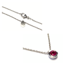 Solitär Anhänger 585/- Weißgold Rubin rund facettiert + Brillanten 0,13ct G/si Kettenanhänger inklusive Kette 42 / 45 cm