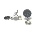 Ohrring 925 Silber Nadel & Faden + Knopf Nähen geschwärzt Ohrstecker