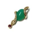 Anhänger 585/- Gold Chrysopras Cabochon + Rubin...