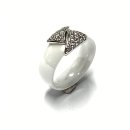 Ring Keramik weiß 925 Silber Zirkonia Bandring gewölbt 6mm breit #50