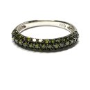 Bandring 925/- Silber rhodiniert Zirkonia grün Silberring Ring #51