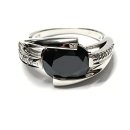 Ring 925/- Silber Zirkonia schwarz Schmuckring Silberring...