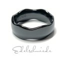 Keramik Ring halbrund schwarz 8 mm gewellt Bandring...