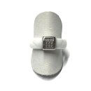 Ring Keramik weiß Edelstahl Zirkonia Bandring gewölbt 6mm breit #56