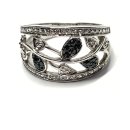Ring 925/- Silber Zirkonia schwarz + weiß Kontrast...