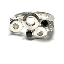 Ring 925/- Silber Zirkonia schwarz + weiß Kontrast...
