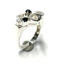 Ring 925/- Silber Zirkonia schwarz + weiß Kontrast Schmuckring Silberring #54