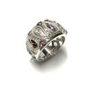 Ring 925 Silber rhodiniert Zirkonia multicolor Mehrsteiner Bandring #54