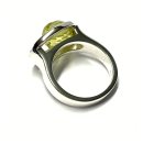 Silberring 925 Zirkonia grün Kugel facettiert 9,5mm + Zirkonia weiß Schmuckring Ring #56