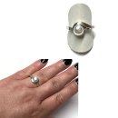 Ring 925 Silber Perle + Zirkonia rhodiniert matt schmal dezent Brautschmuck #58