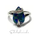 Silberring 925 Silber Opal Doublette tropfen Form Cabochon Ring #56