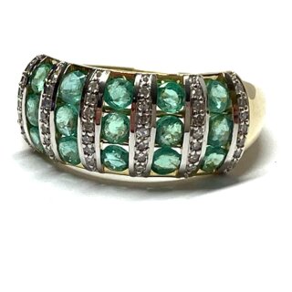 Ring 375/- Gelbgold Smaragd (1,54ct) + Diamanten (0,18ct) Schmuckring #63