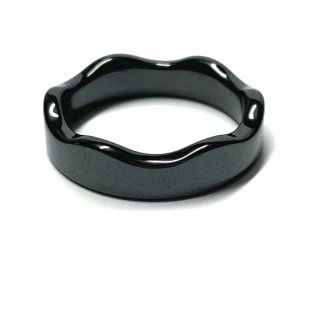 Keramik Ring schwarz 5mm gewellt Bandring Ehering Vorsteckring #58