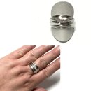 Silberring 925 matt Zirkonia rhodiniert Ring Fingerring gewellt große Größe #64