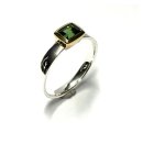 Ring 925 bicolor Turmalin grün facettiert rechteck Silberring Solitärring #62