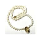 Perlmutt Collier 333/- Gold Rutilquarz Mittelteil Handarbeit Unikat geknotet 48cm