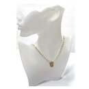 Perlmutt Collier 333/- Gold Rutilquarz Mittelteil Handarbeit Unikat geknotet 48cm