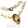 Perlmutt Collier 333/- Gold Rutilquarz Mittelteil Handarbeit Unikat geknotet 48cm