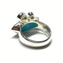 Ring 925/- Silber bicolor Larimar Cabochon freie Form + Turmalin tropfen + Diamant #60