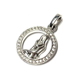 Sternzeichen Kettenanhänger 925/- Sterling Silber rhodiniert Zirkonia - JUNGFRAU -