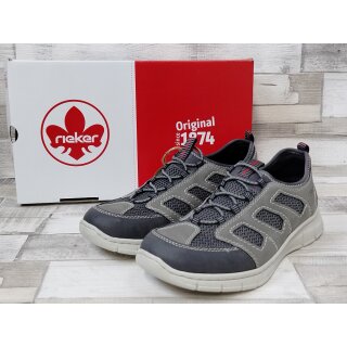 Rieker Herren Slipper leicht mit durchbrochenem Netzmuster  grau