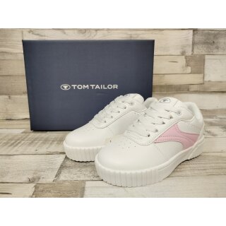 Tom Tailor Mädchen Schnürhalbschuh weiß rose abgesetzt