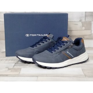 Tom Tailor Herren Schnürschuh dunkelblau mit seitlichem Reißverschluss