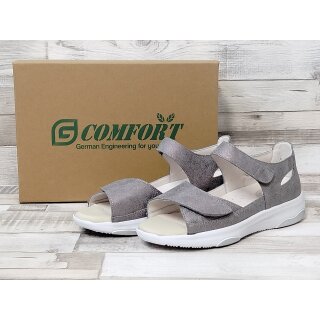Comfort Damen Klett Sandale mit losen Einlagen beige metallic