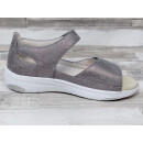 Comfort Damen Klett Sandale mit losen Einlagen beige metallic