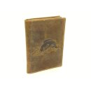 Vintage Ausweismappe Karpfen braun Leder 12x16,5cm