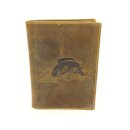 Vintage Ausweismappe Karpfen braun Leder 12x16,5cm
