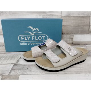 Fly Flot Damen Anti-Shock Klett-Pantolette steingrau mit Krokobesatz