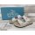 Fly Flot Damen Anti-Shock Klett-Pantolette steingrau mit Krokobesatz