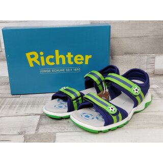 Richter Jungen Sandale mit Klettverschluss blau grün mit Fussball